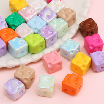 Acrylic Plated Mobile Phone Chain Beads Cheese Square Handmade Diy Bracelets Colorful