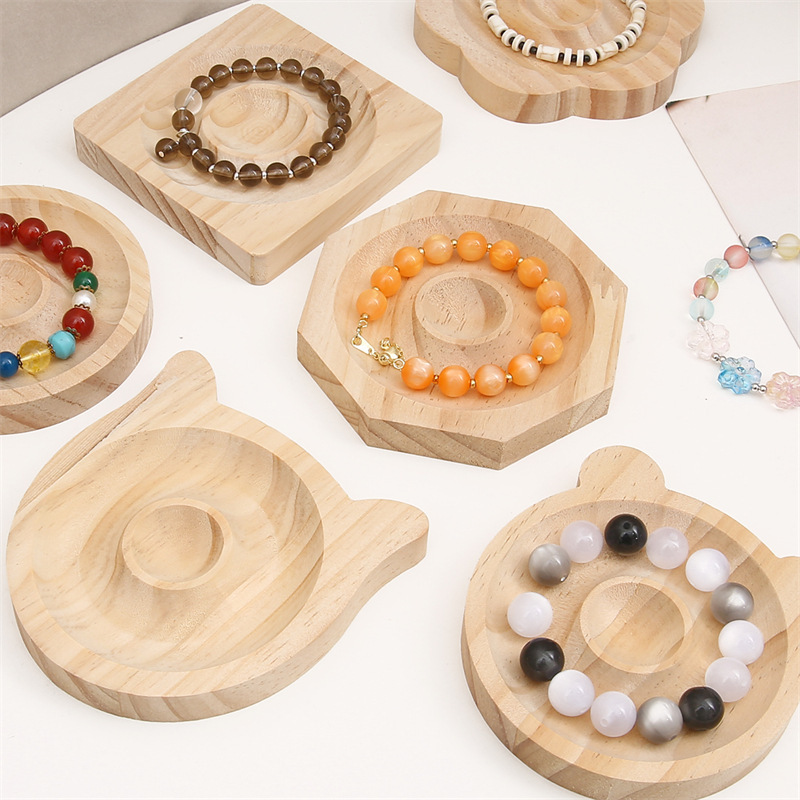 Solid Wood Bead Display Plate Pine Color Bracelet Ornament Jewelry Stand Creative