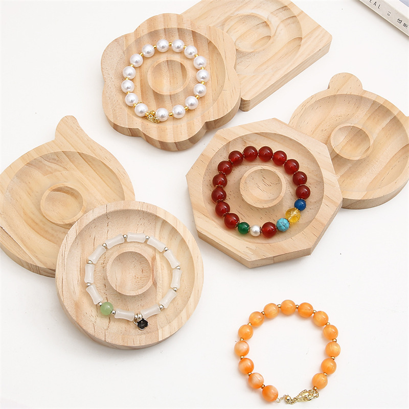 Solid Wood Bead Display Plate Pine Color Bracelet Ornament Jewelry Stand Creative