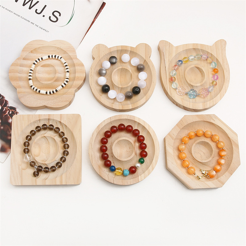Solid Wood Bead Display Plate Pine Color Bracelet Ornament Jewelry Stand Creative