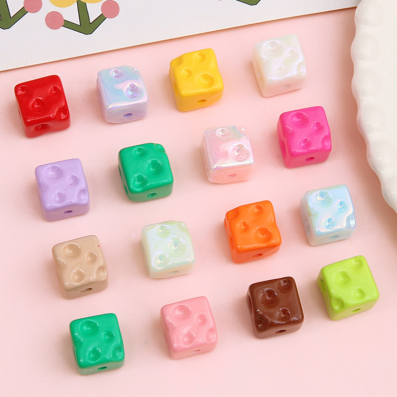 Acrylic Plated Mobile Phone Chain Beads Cheese Square Handmade Diy Bracelets Colorful