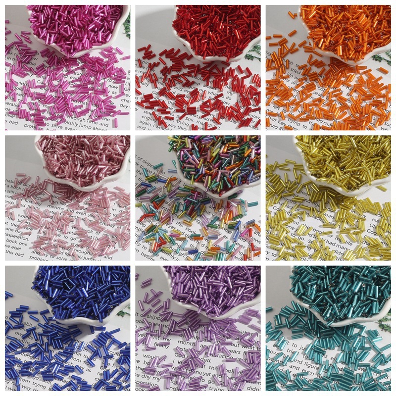2*7mm Silver-filled Tube Beads, Glass Rice Handmade Diy Jewelry Accessories for Clothing