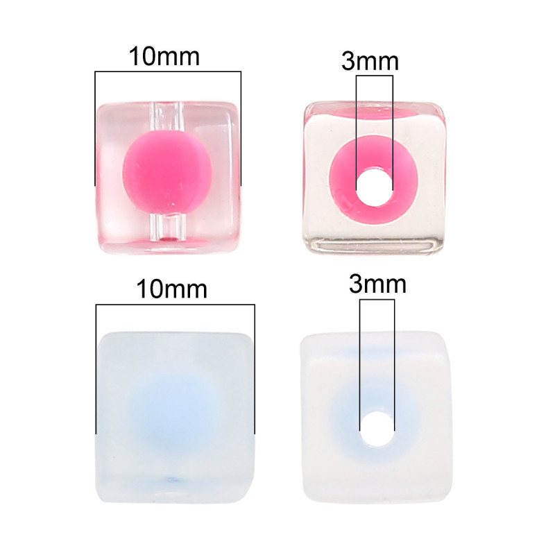 Transparent Frosted Acrylic Square Beads Loose Diy Handmade Beaded Bracelet Necklace