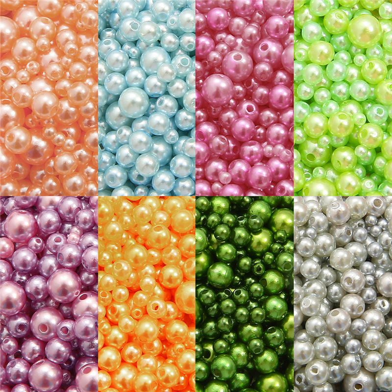 Abs Magic Hole Imitation Pearl Round Beads Loose Handmade Diy Accessories Decorative