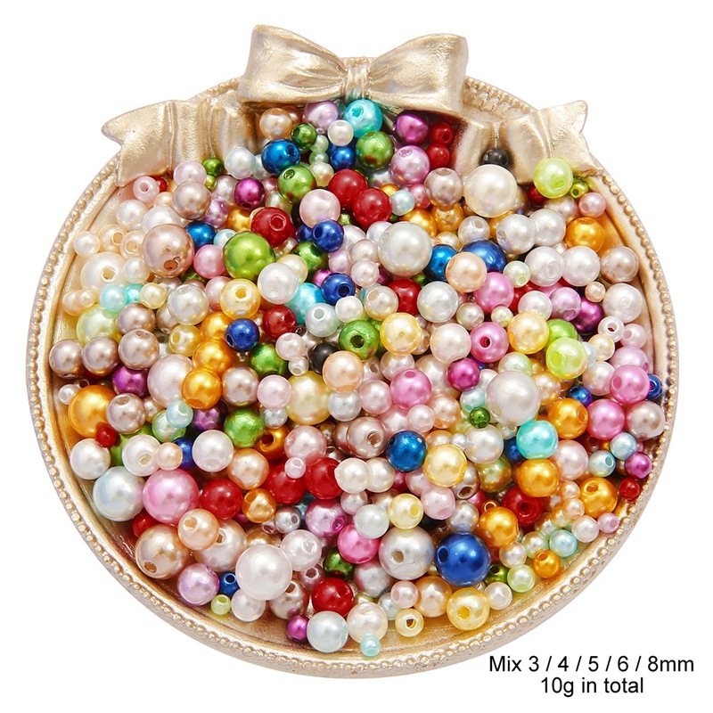 Abs Magic Hole Imitation Pearl Round Beads Loose Handmade Diy Accessories Decorative