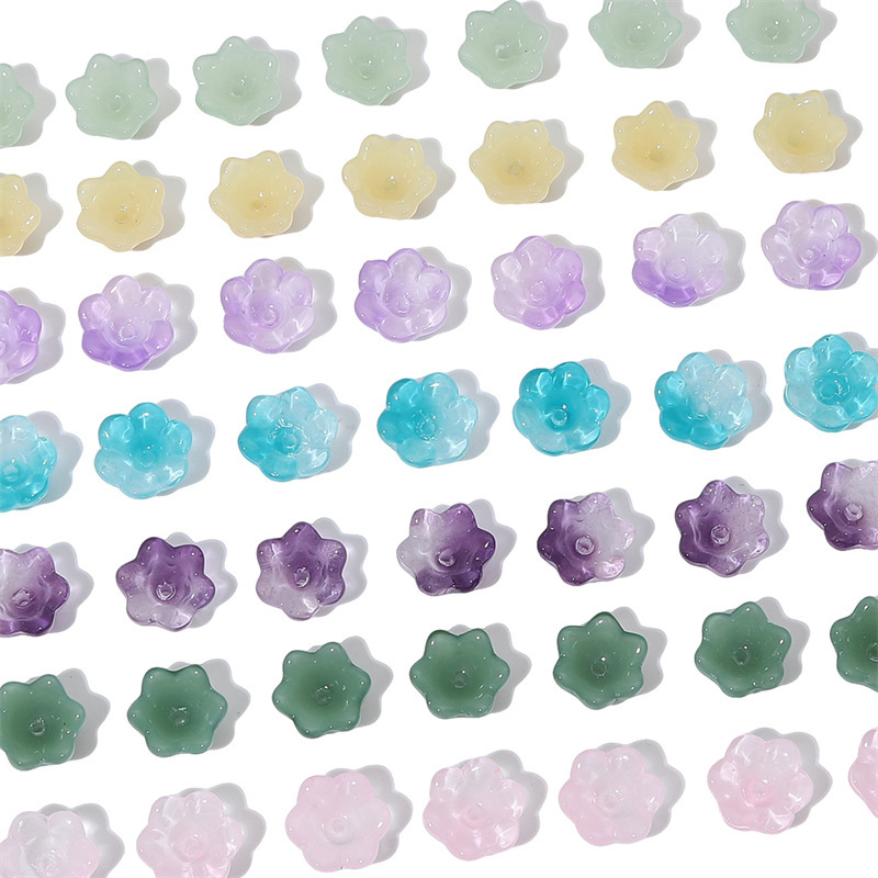 10 Glass Imitation Jade Gradient Lily of the Valley Beads Torus Handmade Diy Necklace