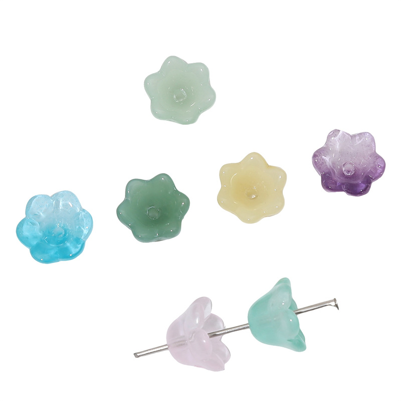 10 Glass Imitation Jade Gradient Lily of the Valley Beads Torus Handmade Diy Necklace