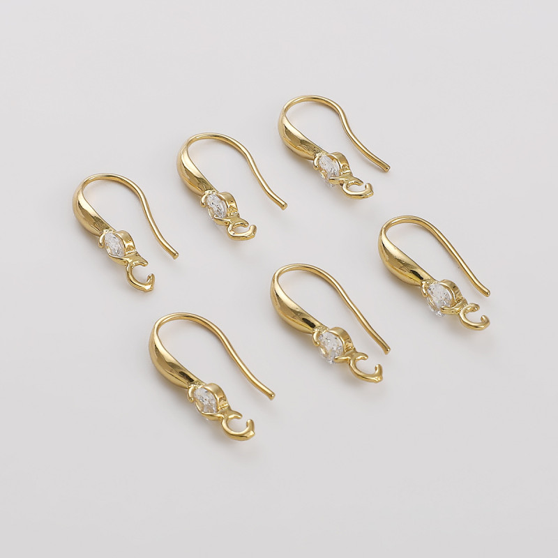 Copper-plated 14k Gold-covered Color-protected Inlaid Large Round Zircon Ear Hook