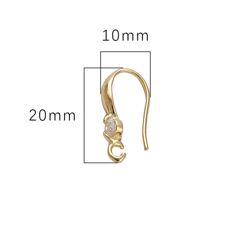 Copper-plated 14k Gold-covered Color-protected Inlaid Large Round Zircon Ear Hook