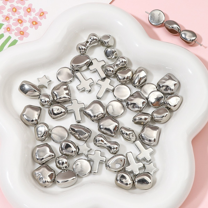 Plastic Ccb Irregular Shaped White K Color Separated Beads Diy Handmade Earrings Bracelet