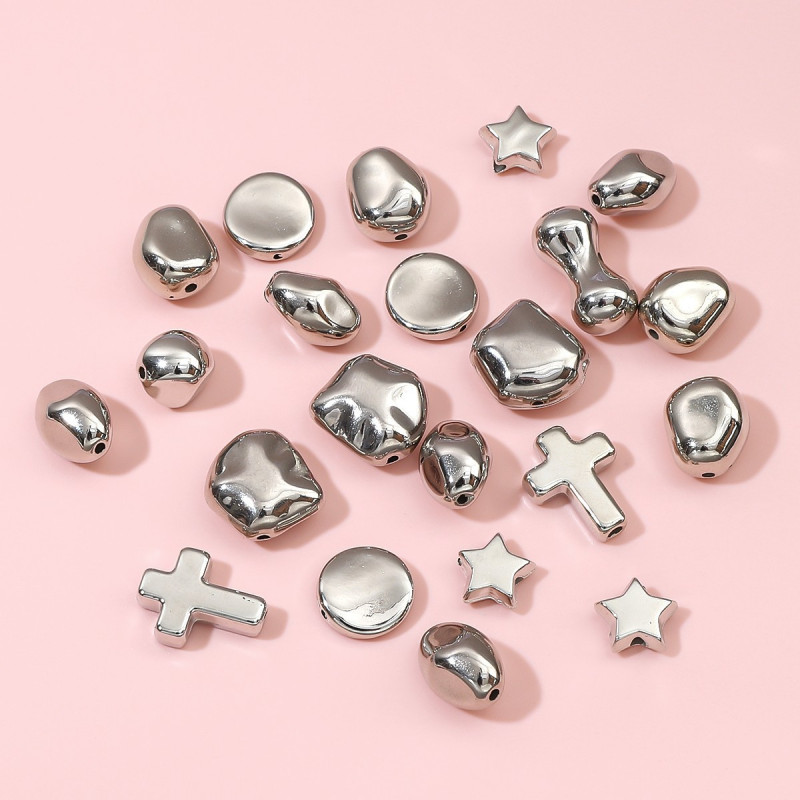 Plastic Ccb Irregular Shaped White K Color Separated Beads Diy Handmade Earrings Bracelet