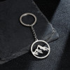 Simple Stainless Steel Keychain European and American Style Geometric Round Hollow Snow