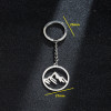 Simple Stainless Steel Keychain European and American Style Geometric Round Hollow Snow