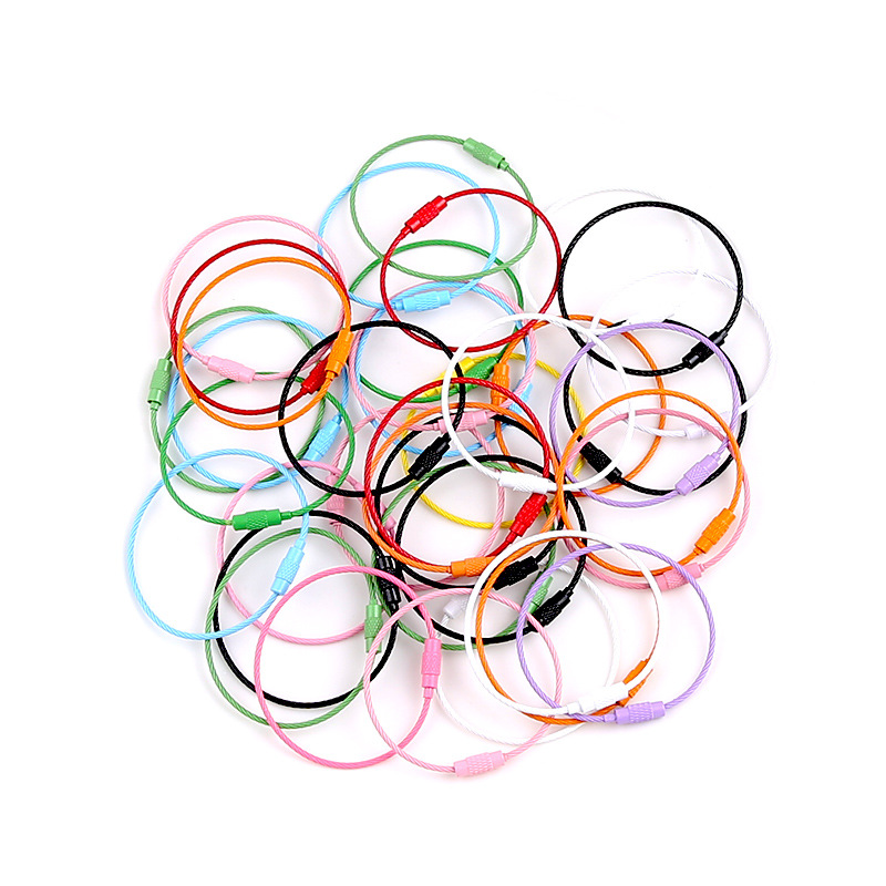 Colored 5cm Painted Stainless Steel Wire Spring Coil Live Buckle Key Ring Pendant.