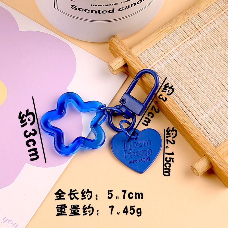 Colorful Transparent Acrylic Hollow Five-pointed Star Alloy Love Key Pendant Diy Jewelry