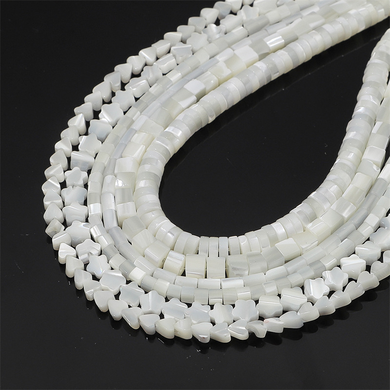 Natural Shell Beads White Love Straight Hole Square Plum Blossom Loose Handmade Diy