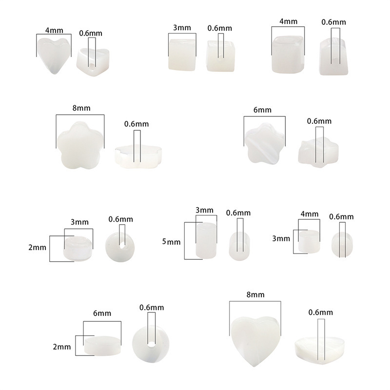 Natural Shell Beads White Love Straight Hole Square Plum Blossom Loose Handmade Diy