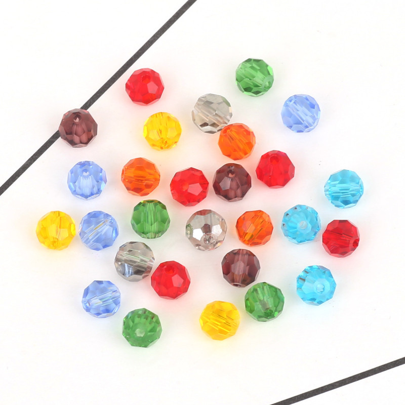 4/6mm Glass Crystal Ball Handmade Diy Bracelet Faceted Beaded Color-plated Accessories