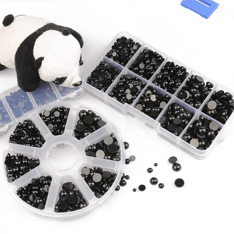 Black Animal Eyes Flat Beads Diy Hand-knitted Doll Making Hair Clip Material Package