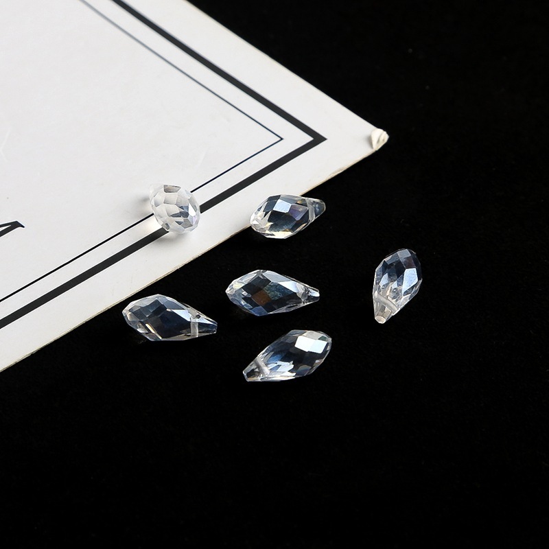 Water Drop Glass Rhombus Side Hole Crystal Loose Beads Handmade Diy Clothing Accessories