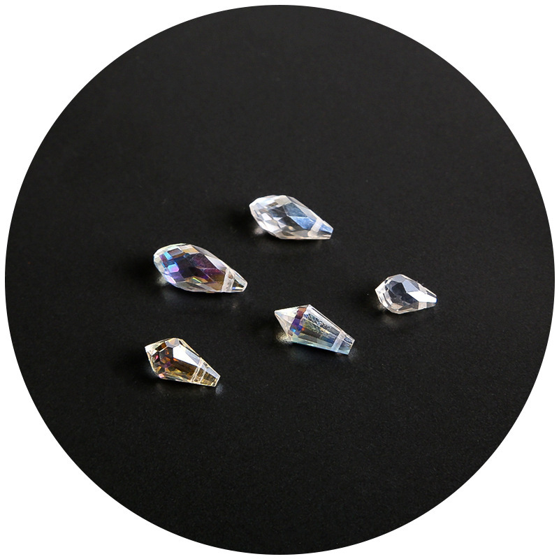 Water Drop Glass Rhombus Side Hole Crystal Loose Beads Handmade Diy Clothing Accessories