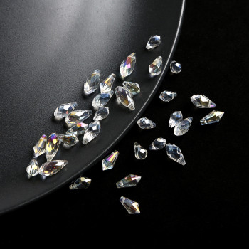 Water Drop Glass Rhombus Side Hole Crystal Loose Beads Handmade Diy Clothing Accessories