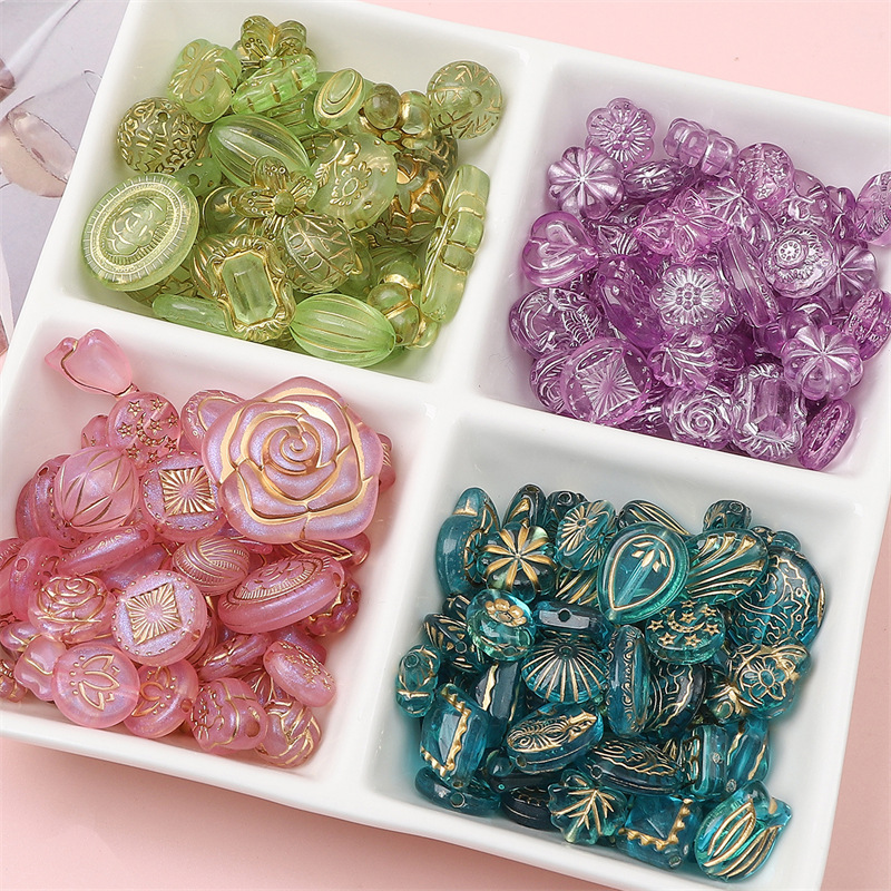 Acrylic Transparent Frosted Gold Mixed Beads Loose Handmade Diy Accessories Material