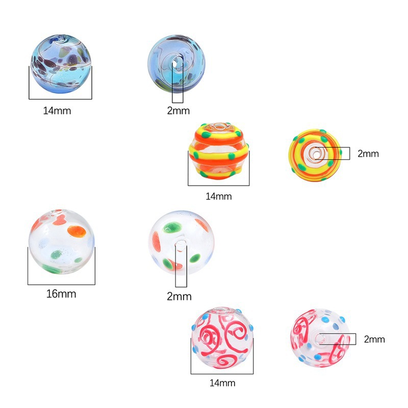 Hand-painted Hollow Oil Dripping Glass Beads, Loose Diy Beading Materials, Handmade