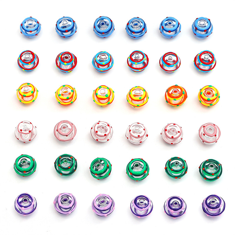 Hand-painted Hollow Oil Dripping Glass Beads, Loose Diy Beading Materials, Handmade
