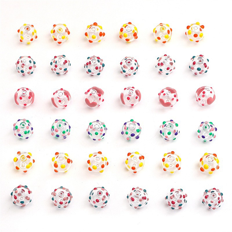 Hand-painted Hollow Oil Dripping Glass Beads, Loose Diy Beading Materials, Handmade