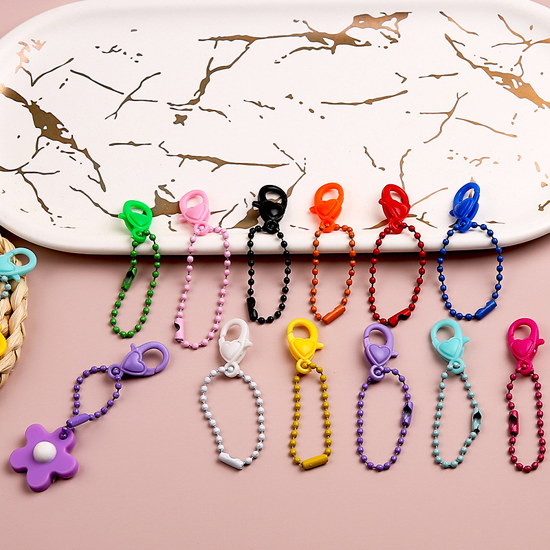 Diy Jewelry Accessories Plastic Lobster Clasp Bead Chain Pendant Paint Mixed Color Round