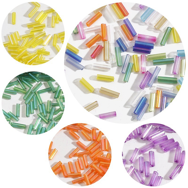 2*7mm Colored Glass Rice Beads Tube Handmade Diy Beaded Bracelet Necklace Jewelry