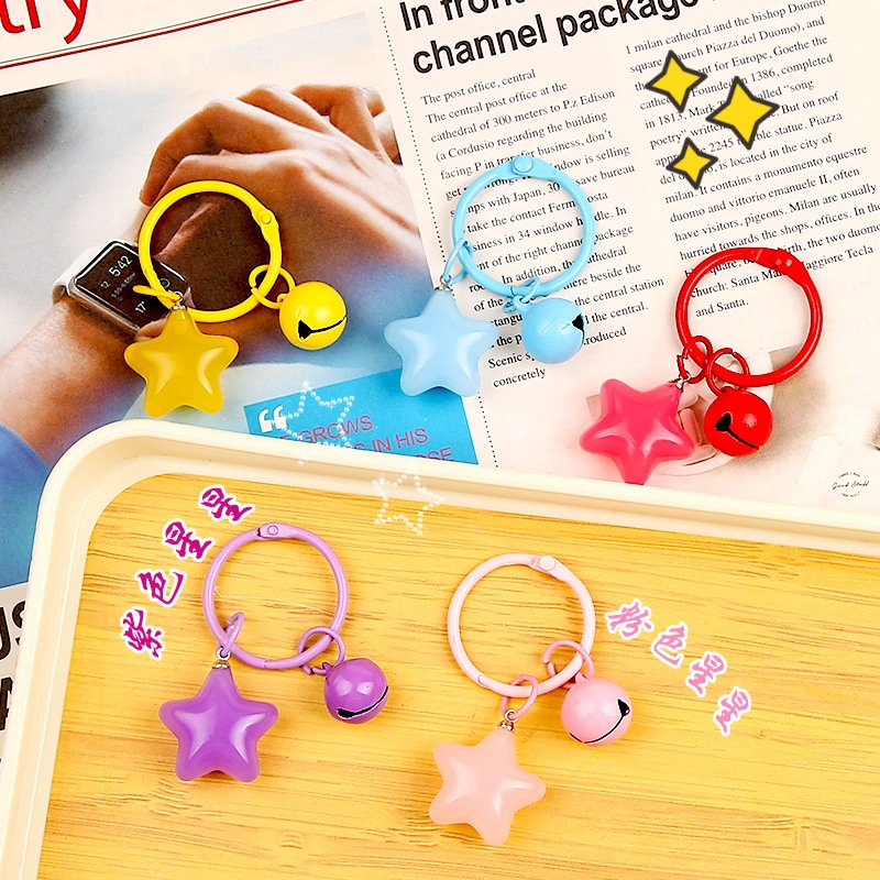 Candy Color Girly Heart Star Bell Keychain Pendant Fresh Diy Bag Jewelry Accessories Gifts