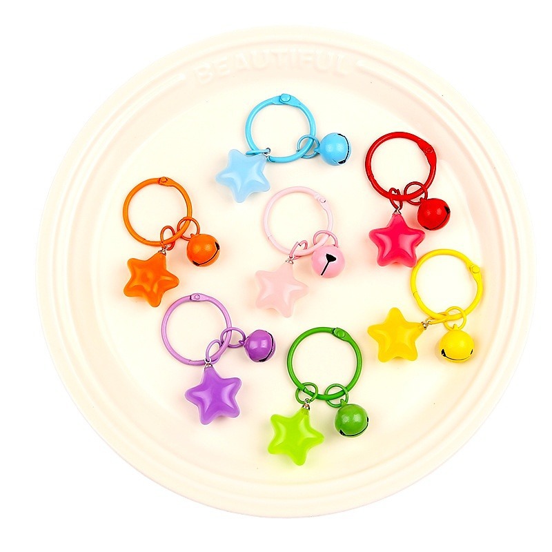 Candy Color Girly Heart Star Bell Keychain Pendant Fresh Diy Bag Jewelry Accessories Gifts