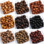 Natural Wood Beads, Round Pear Blossoms, Burmese Flowers, Thuja Cypress, Sandalwood