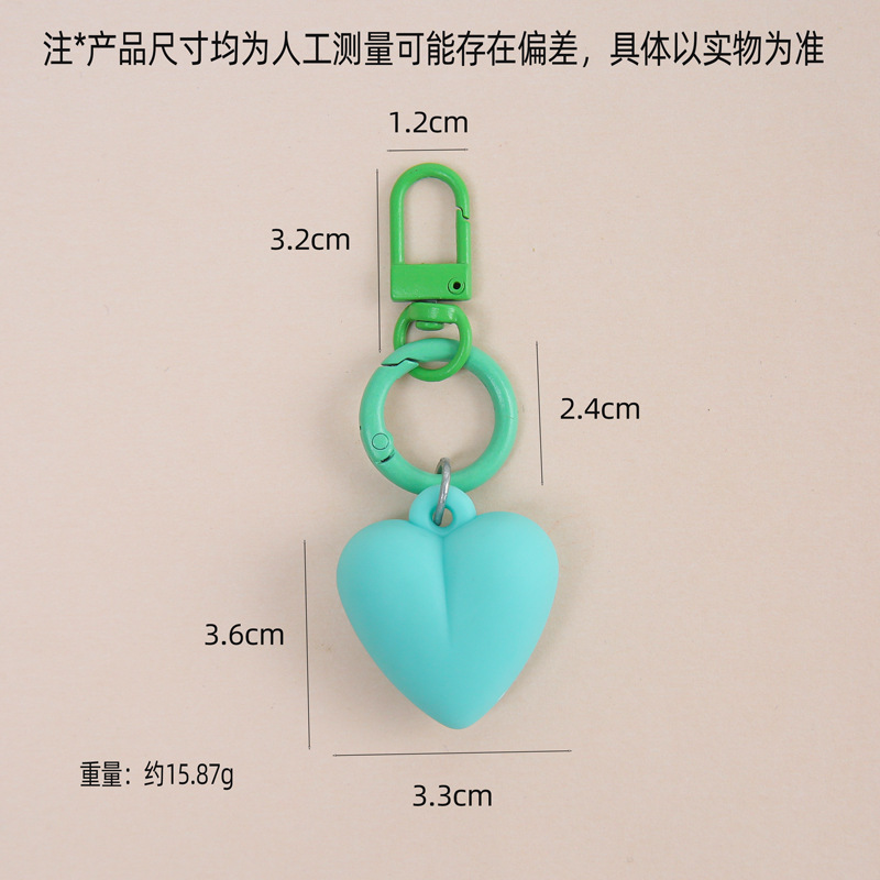 Candy Color Rubber Peach Heart Three-dimensional Resin Key Chain Pendant Frosted Feel