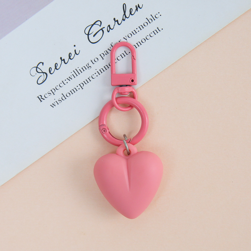 Candy Color Rubber Peach Heart Three-dimensional Resin Key Chain Pendant Frosted Feel