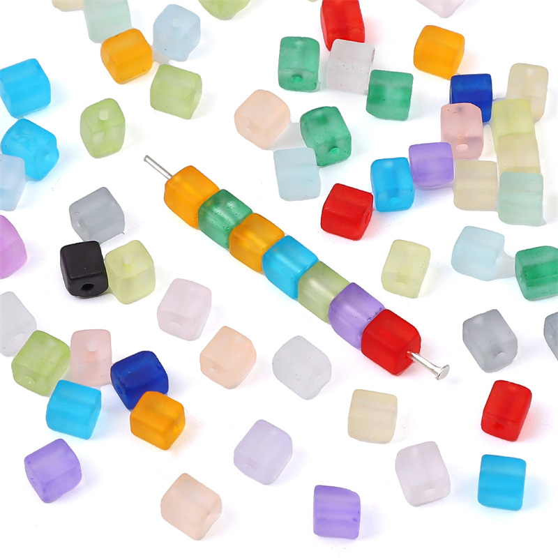 5x5mm Domestic Frosted Glass Sugar Cube Rice Beads Handmade Diy Bracelet Necklace Mobile