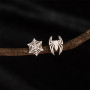 European and American New Gothic Asymmetric Earrings Ins Stainless Steel Spider Web