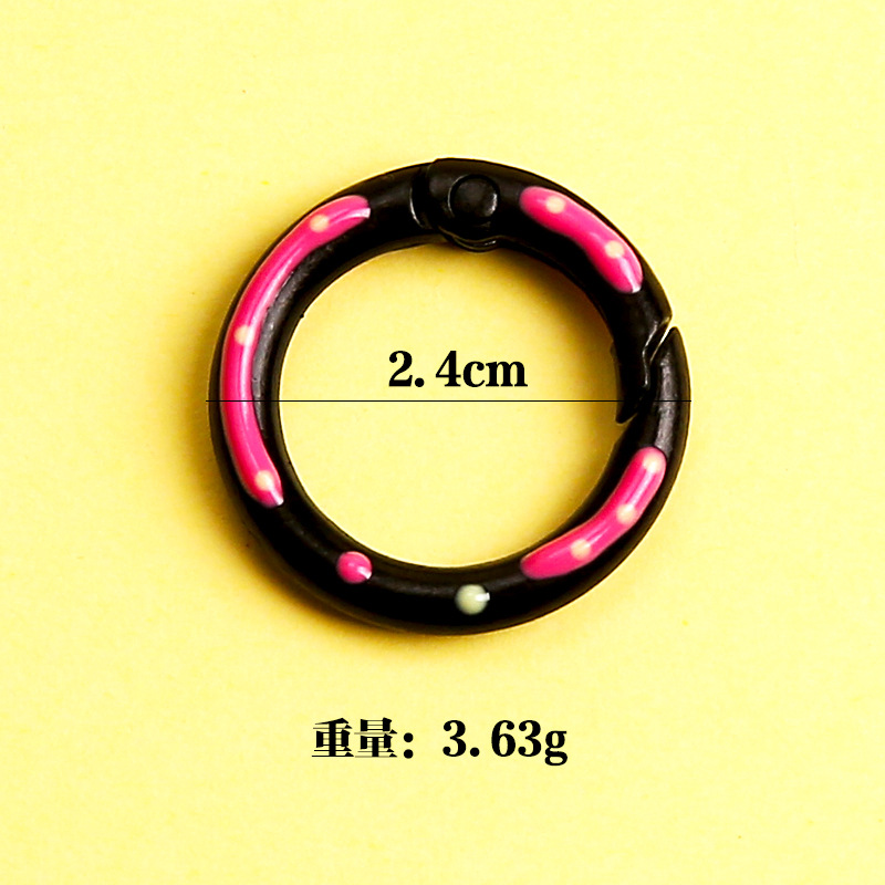 Painted Colorful Donut Spring Buckle Round Split Ring Metal Cartoon Diy Jewelry