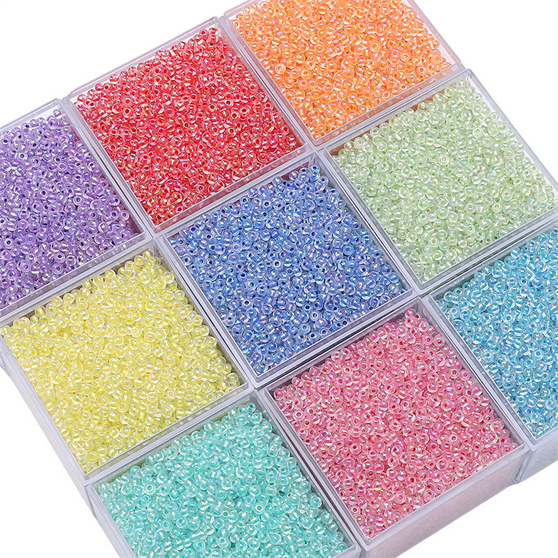 2-4mm Domestic Phantom Pearlescent Dye Core Glass Rice Beads Beading Handmade Diy