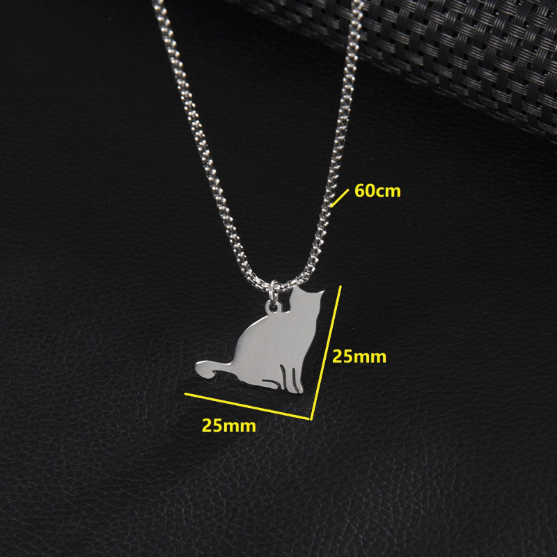 Stainless Steel Square Pearl Necklace Jewelry Punk Style Animal Cartoon Cat and Dog