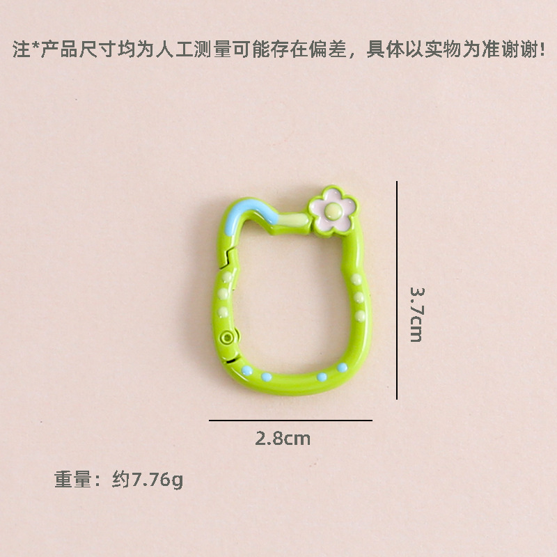 Painted Colorful Cartoon Flowers Kt Lucky Cat Spring Buckle Metal Diy Jewelry Accessories
