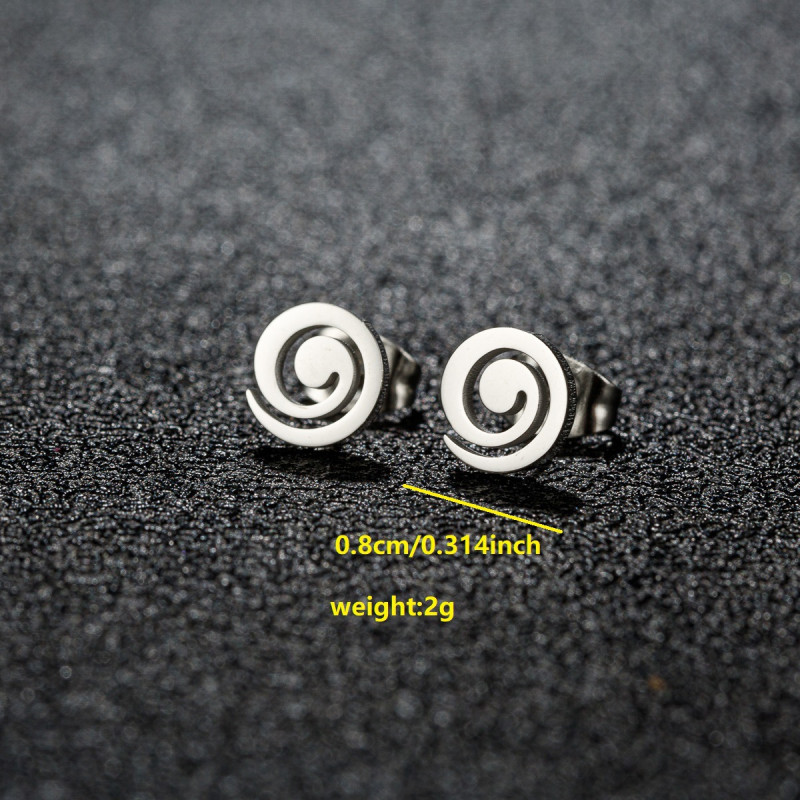 Stainless Steel Fashion Jewelry Girls Simple Geometric Ring Spiral Rotating Earrings Mini