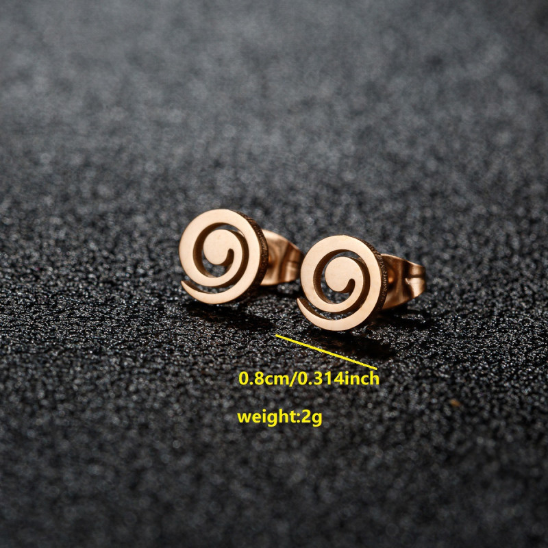 Stainless Steel Fashion Jewelry Girls Simple Geometric Ring Spiral Rotating Earrings Mini