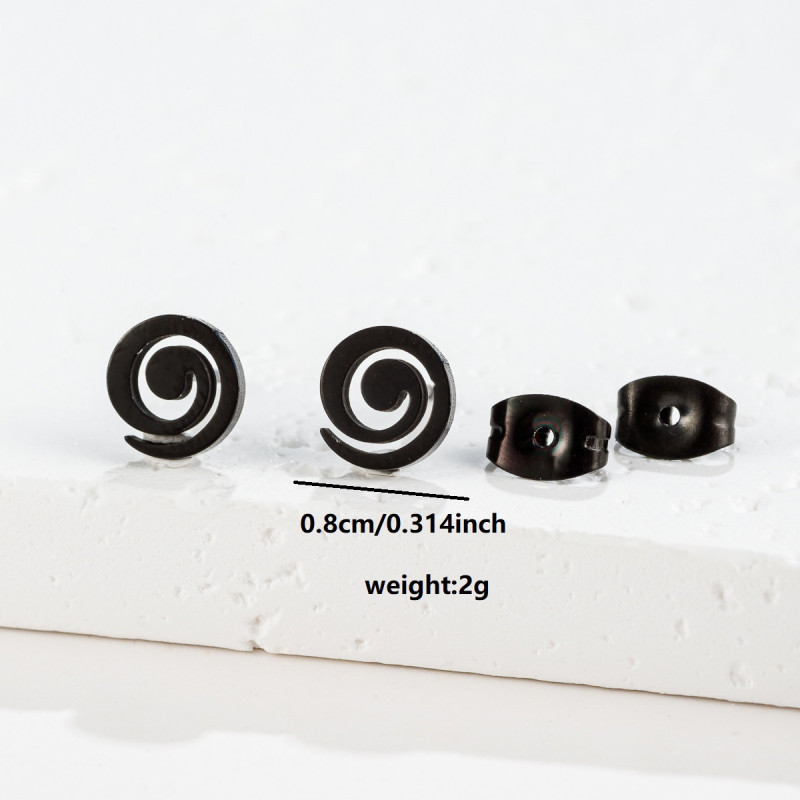 Stainless Steel Fashion Jewelry Girls Simple Geometric Ring Spiral Rotating Earrings Mini