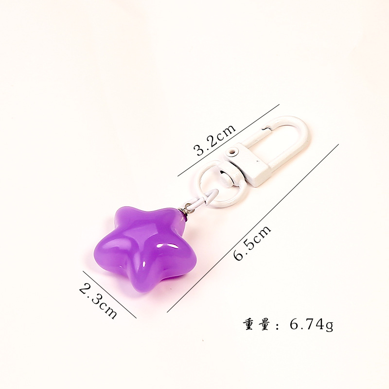 Candy Color Creative Cute Transparent Jelly Star Keychain Diy Jewelry Pendant Chubby
