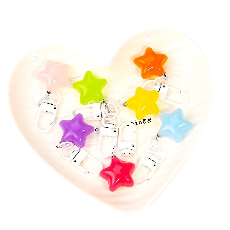 Candy Color Creative Cute Transparent Jelly Star Keychain Diy Jewelry Pendant Chubby
