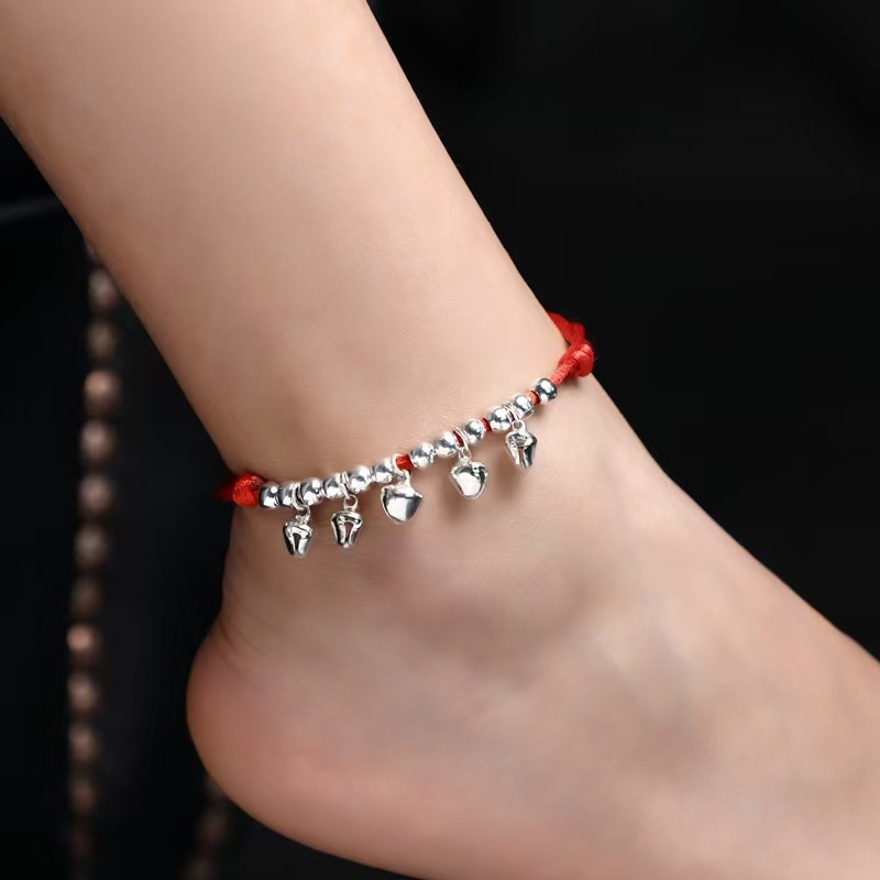 National Style Creative Footwear for Girls in Their Zodiac Year, Cute Red Rope Bells