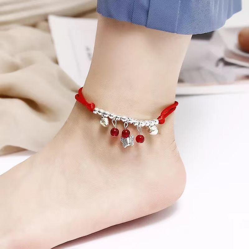 National Style Creative Footwear for Girls in Their Zodiac Year, Cute Red Rope Bells